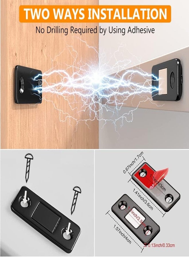 GLITZEN Magnetic Door Catch, Ultra Thin Stainless Steel Cabinet Door Magnetic Catch, Adhesive Cabinet Door Magnets for Kitchen Closet Drawer Magnetic Cabinet Latch ([Black] - Door Magnet, 2) - Image 4